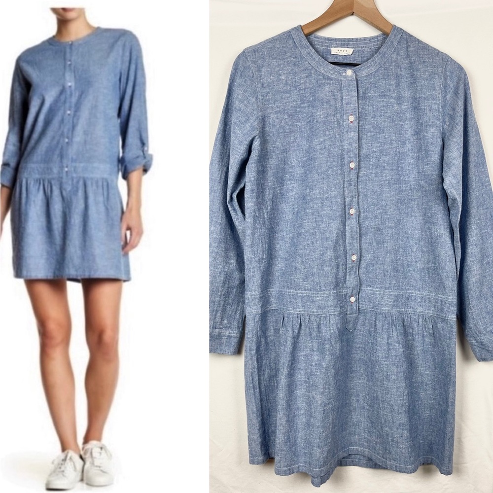 Soft Joie Amiri Denim Flounce Dress. Size Small